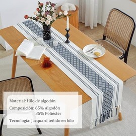 Camino de Mesa Elegantes, Mantel de Boda rústico Bohemio, Camino de Mesa de Lino de 228 x 34cm Pulgadas para Fiestas, Bodas, cumpleaños, Sala de Estar y decoración de tocador de Cocina
