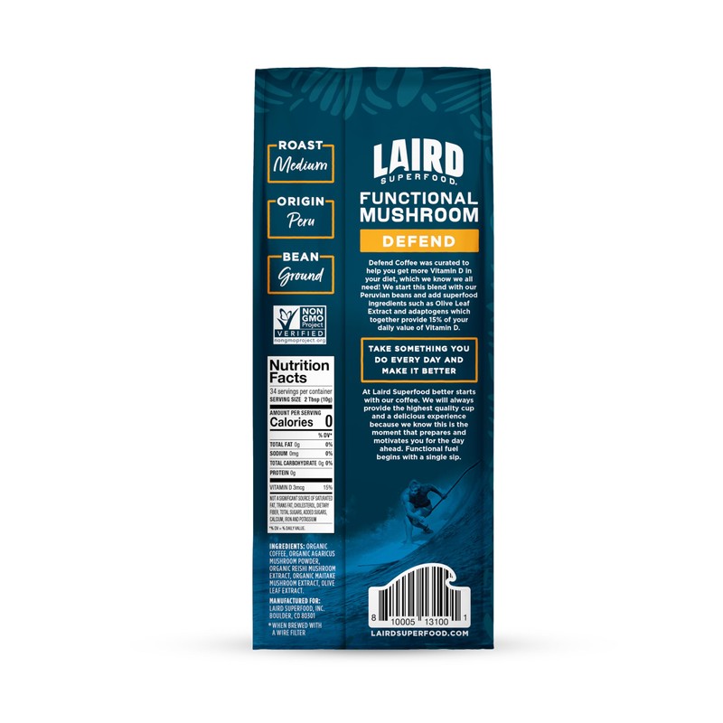 Laird Superfood Boost Coffee, Medium Roast Ground Beans Infused with