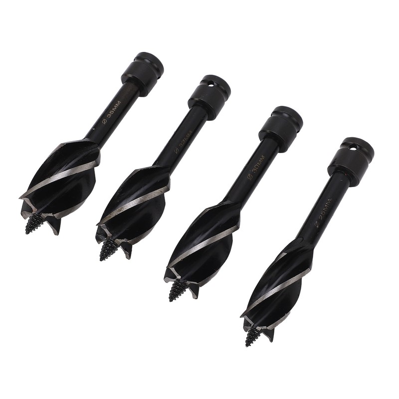 4 Pcs Wood Auger Bit 4 Flute Detachable Hex Shank
