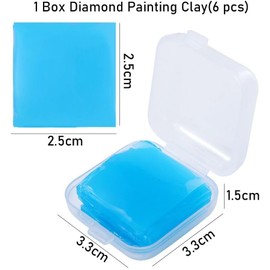 1 Box/6 Pcs Square Diamond Painting Clay Diamond Art Glue Painting Wax Drilling Mud Diamond Painting Wax with Storage Box, Tools and Accessories (2.5 x 2.5 cm) (Blue)