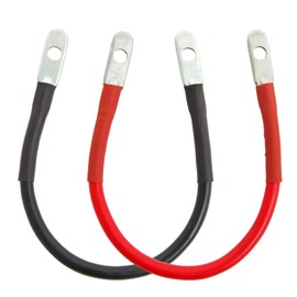 TOPDC 6 AWG Battery Cable 6AWG 12-Inch Battery Inverter Cables Set All Copper Conductor Wire with 3/8" Ring Terminals (6 AWG x 12 Inches) for Car, Truck, RV, Solar