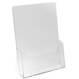 OPUS 2 Leaflet & Brochure Holder | For A4 Size Literature | Crystal Clear Acrylic Construction | Booklet, Flyer & Menu Display & Dispenser for Office, Restaurants & Reception | Portrait | Clear