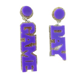 Football Earrings for Women Game Day Accessories Football Mom Earrings Jewelry Acrylic Team Sports Fan Gameday Outfits Women Cheer Earring, Purple