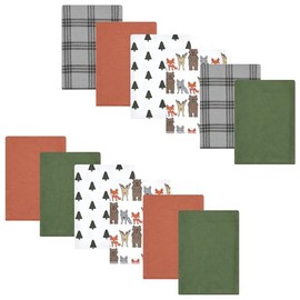 Luvable Friends Hudson Baby Flannel Burp Cloths 12pk, Woodland Bloom