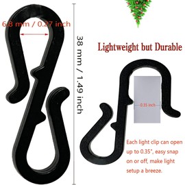 Set of 50 Mini Christmas Light Clips for Christmas Lights - Quick & Easy Installation of Christmas Lights - for Hanging Outdoor Lights Holiday Light String Lights Clips - No Tools Required