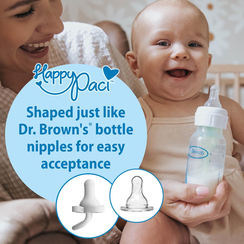 Dr. Brown's HappyPaci 100% Silicone Baby Pacifier, Contoured One-Piece Design,