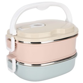 Fiambrera, Contenedor de Alimentos Térmico Aislado de Acero Inoxidable Portátil Fiambrera a Prueba de Fugas Fiambrera para el Trabajo de los Niños (Doble capa)