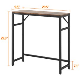 Livofloral Narrow Console Table, 29.5" Entryway Table with 2 Support Bar, Thin Sofa Table, Small Couch Table, Display Table, Side Table for Living Room, Hallway, Bedroom, Rustic Brown