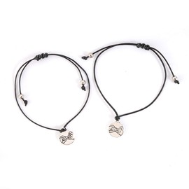 Long Distance Bracelets for Couples Friendship Best Friend Bracelets for 2,Boyfriend Girlfriend Relationship Bracelet Pinky Promise Matching Adjustable Ankle Bracelet for Women Men (Pinky Promise)