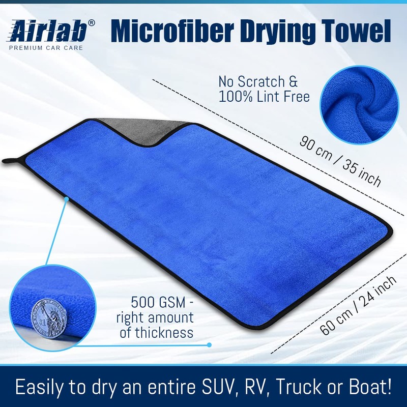 Airlab Microfibre Cloth Extra Large XXL 90x60cm, Dual-Sided Car Drying