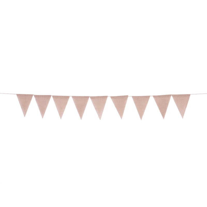 Linen Bunting Banner with 48pcs Flags Wedding Party Holiday Celebration