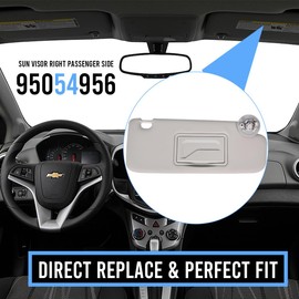 Sun Visor Gray Right Passenger Side RH with Mirror Fit for 2012-2019 Chevy Sonic 2013-2016 Chevy Spark Replacement OE#95054956 42478247 95327503 95473604 (Right Passenger Side)