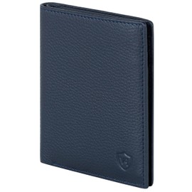 VON HEESEN® Men's Leather Wallet with Coin Compartment and RFID Protection, Genuine Leather Wallet for Men and Women, Wallet, blue, Without coin compartment, Without coin compartment