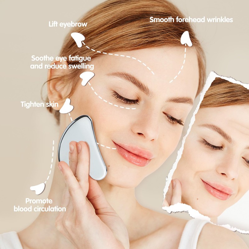 Flagest Gua Sha Stainless Steel, Gua Sha Stone Face Massage