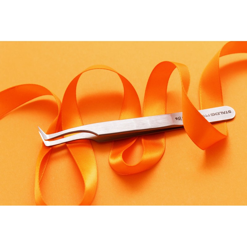 STALEKS PRO Professional False Eyelash Tweezers Curved Eyelash Extension Mega