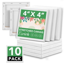 ESRICH Mini Canvases for Painting,4x4In Canvas in Bulk 10Pack, 2/5In Profile Small Square Canvas, Blank Canvases are Great for School Projects and Kids Birthday Parties, Home Decor Project.