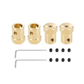 sourcing map Hex Coupler 8mm Bore Motor Hex Brass Shaft Coupling Flexible Connector for Car Wheels Tires Shaft Motor 4pcs