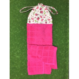 Pink and Red Hearts Valentine's Valentines Day Gift Kitchen Decoration Ties On Stays Put Kitchen Hanging Loop Hand Dish Towel She Who Sews