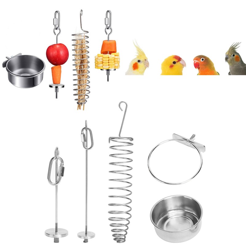 4 Pieces Parrot Food Cup Stainless Steel Bird Food Fruit