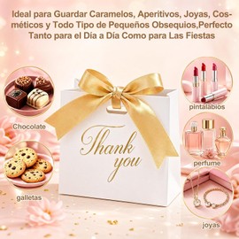 60 Cajas de Regalo, Cajitas para Dulces,Duradero y Reutilizables, Cajitas para Recuerdos, Ideales para Bodas, Fiestas, Aniversarios, Navidad y Todo Tipo de Fiestas y Eventos（Blanco 12x4.5x10cm)