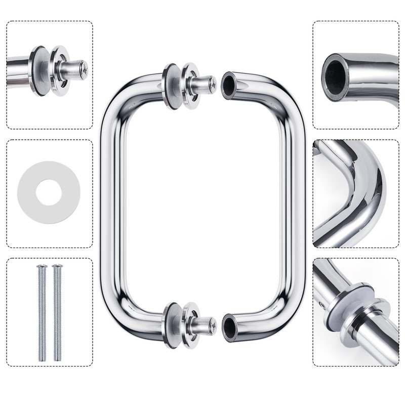 Ranbo C-Shaped 6" Tubular Back-to-Back Frameless Glass Shower Door Push