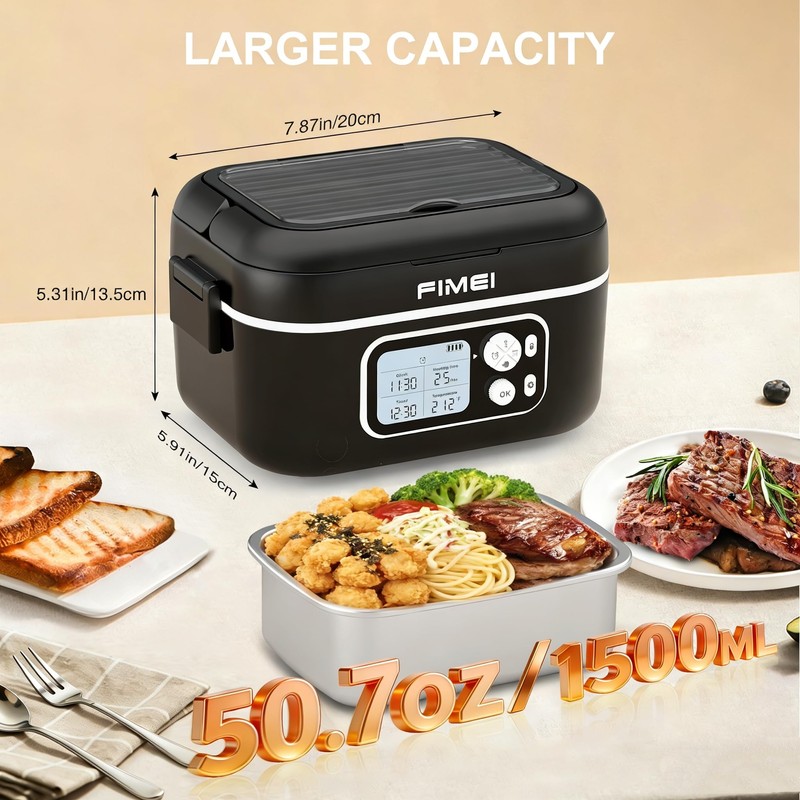 FIMEI Cordless Heated Lunch Box - 27000mAh Rechargeable Food Warmer