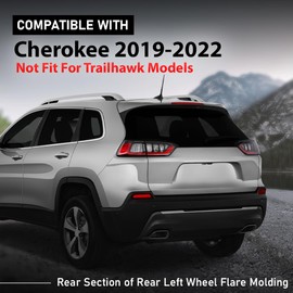 LQI Rear Left Side Wheel Flare Molding Compatible with Jeep Cherokee 2019-2022, Not Fit For Trailhawk Models 68316003AD, ​68316007AB