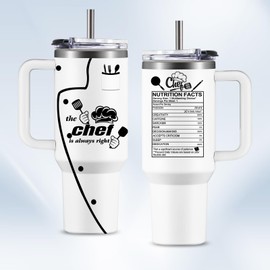 HYMONA Chef Gifts for Men Women - 40oz Stainless Steel Chef Coffee Tumbler with Handle, Chef Cup, Gifts for Chefs, Cooking Lovers Gift Ideas, Baking/Culinary Gifts, Birthday Gifts for Chef Dad Husband