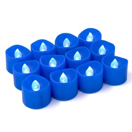 Homemory LED Tea Lights Candles, Pack of 24 Flickering Flameless Tea Candles Battery Operated, Navy Blue Tea Lights, Blue Base, Batteries Included