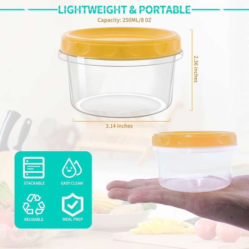 ENHYIVE 15 Pack Small Plastic Containers with Lids, 8 Oz