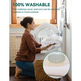 BABELIO Machine Washable Crib Mattress Topper, Soft Breathable Silicone Foam Toddler Mattress Topper Pad with Removable Zipper Cover 52" x 27" x 1"