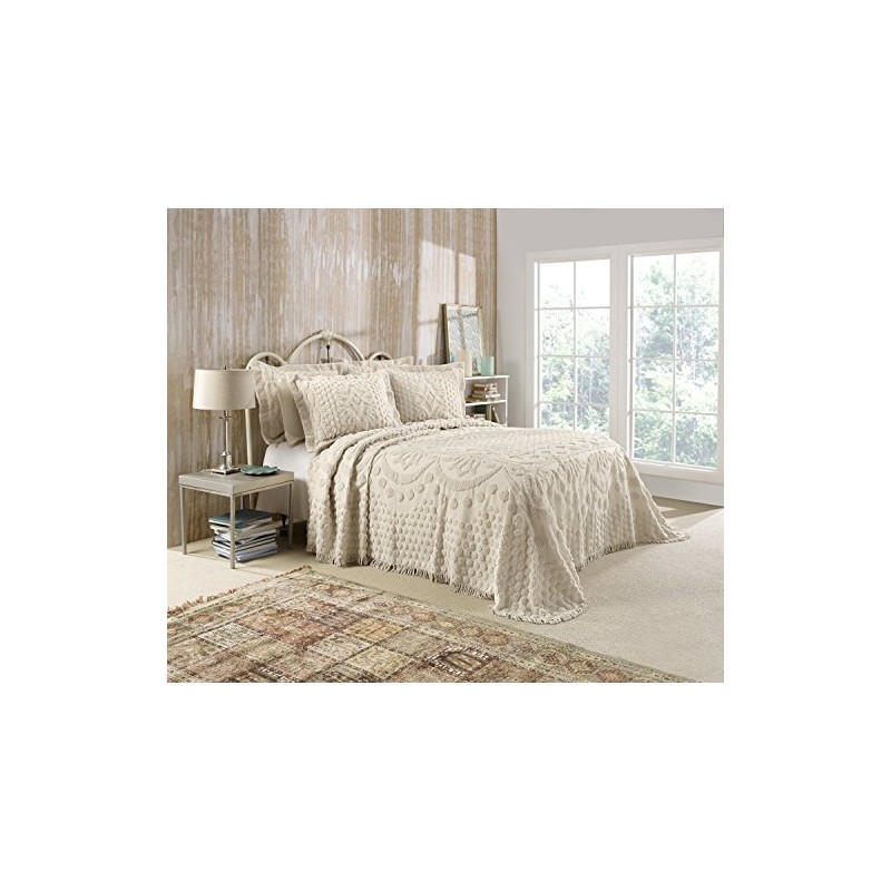 Stylemaster Kingston 100% Cotton Chenille Bedspread Full, Beige