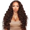 Chocolate Brown Deep Wave Lace Front Wigs Human Hair 200%