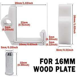 20pcs 5mm Hole Dia Shelf Support Pegs with Metal Pin,White Plastic Shelf Support Pegs Shelf Holder,Cabinet Shelf Pegs for 16mm Wood Plate,Type 339