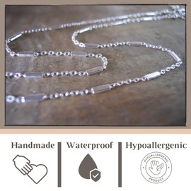 Annika Bella Sterling Silver Satellite Choker Necklace, Length 13-16 Inches, Minimalist Layering Chokers, Waterproof, 925 Silver Jewelry for Women, Adjustable Short Necklaces (Tubes Satellite Chain)