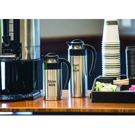 Service Ideas S2SN100HHET Steelvac Creamer Carafe,"Half & Half" Etched, Stainless Vacuum Insulated, 1 Liter (33.8 Ounces), Dishwasher safe, NSF listed, Brushed finish