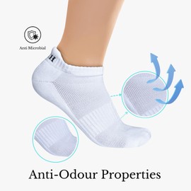 Hinze Women's Ultimate Comfort 6 Pairs Ankle Athletic Running Socks Low Cut Sports Tab Socks for Men and Women