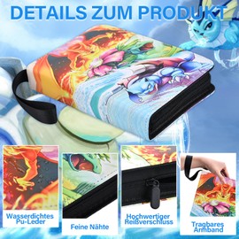 Scrapbook Cards, Trading Cards Album, 50 Pages, 400 Card Capacity, Portable Waterproof Scrapbook PU Card Holder, Card Folder Compatible Holder Album Binder, Card Collector Folder (B)