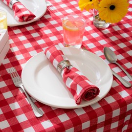 DII 100% Cotton, Machine Washable, Dinner, Summer & Picnic Tablecloth 60 x 104, Tango Red Check, Seats 8 to 10 People