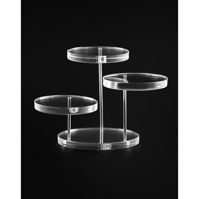 QWORK® 3-Tier Mini Acrylic Display Stand, Round Transparent Acrylic Display
