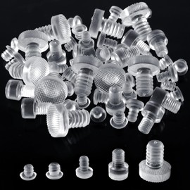 50pcs Glass Table Top Bumpers, 5 Sizes Rubber Glass Table Grippers Anti-Slip Cabinet Bumpers Non Adhesive Clear Pads Spacers Stoppers for Glass Tabletops, Drawers Furniture Protectors