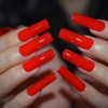 Bright Red Solid Color Press On Nails Extra Long Square