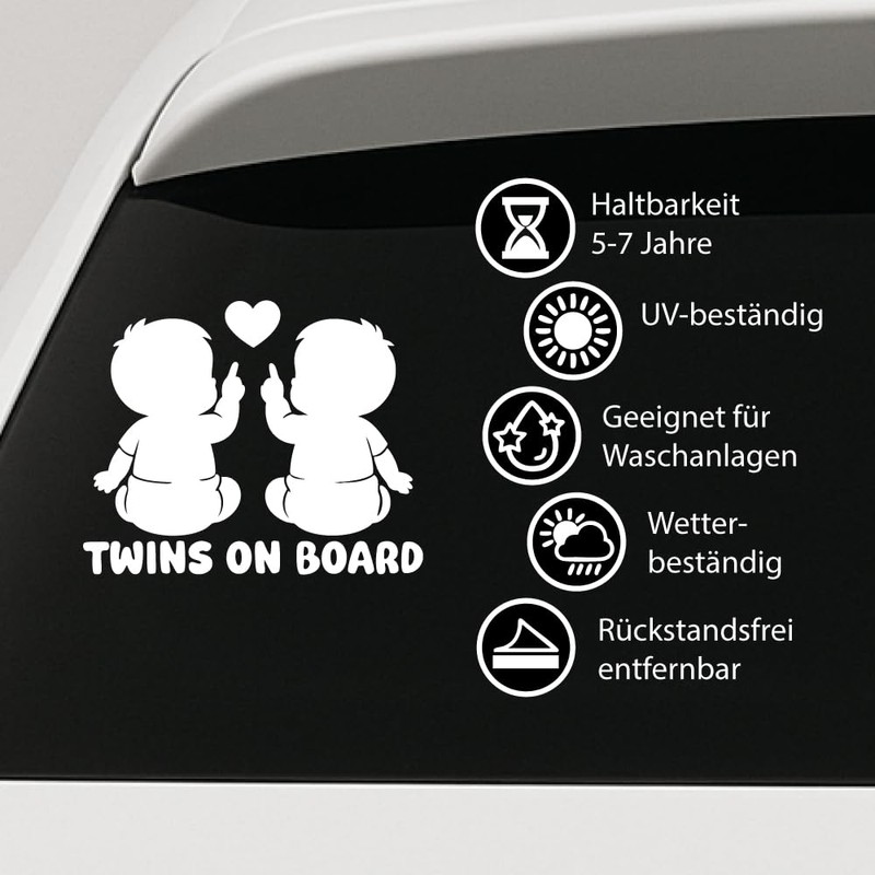 Twins on Board Aufkleber Auto Baby Sticker Zwillinge - wetterfest
