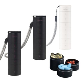 Ankomn Travel Pill Organizer: 1-7 Day Pill Box with Quick-Release Thread for Supplement, Vitamin organizes. Modular Design fits Daily or Weekly use, Perfectly Sized Pill Holder on The go