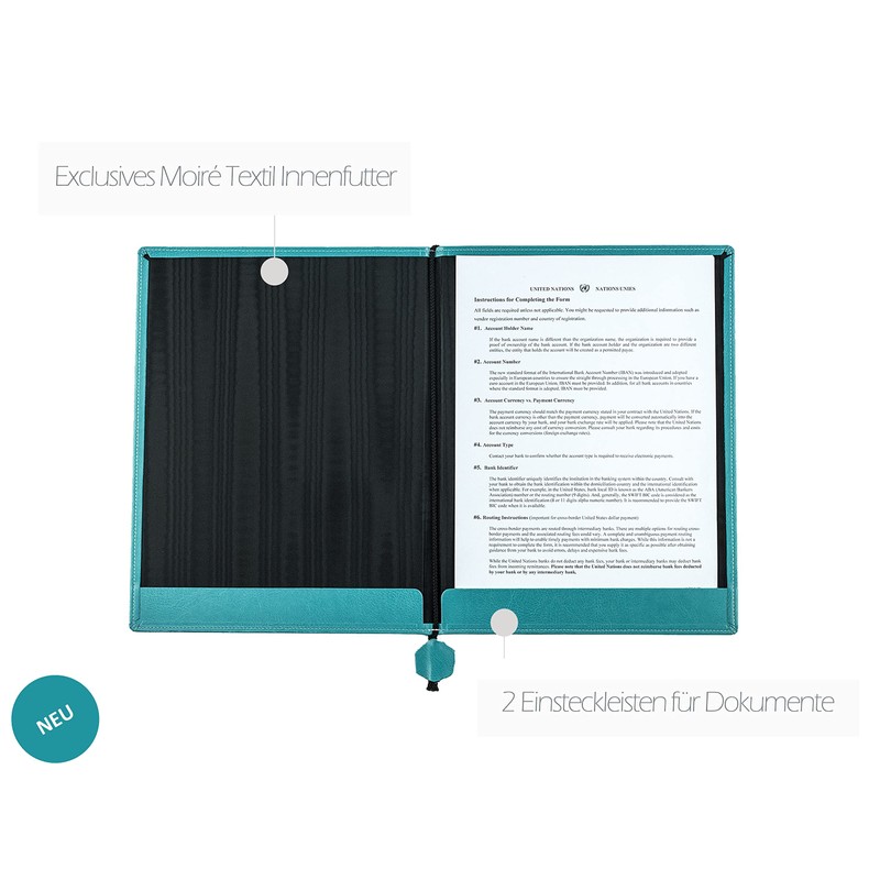 DELMON VARONE Certificate Folder in DIN A4 with Black Cord