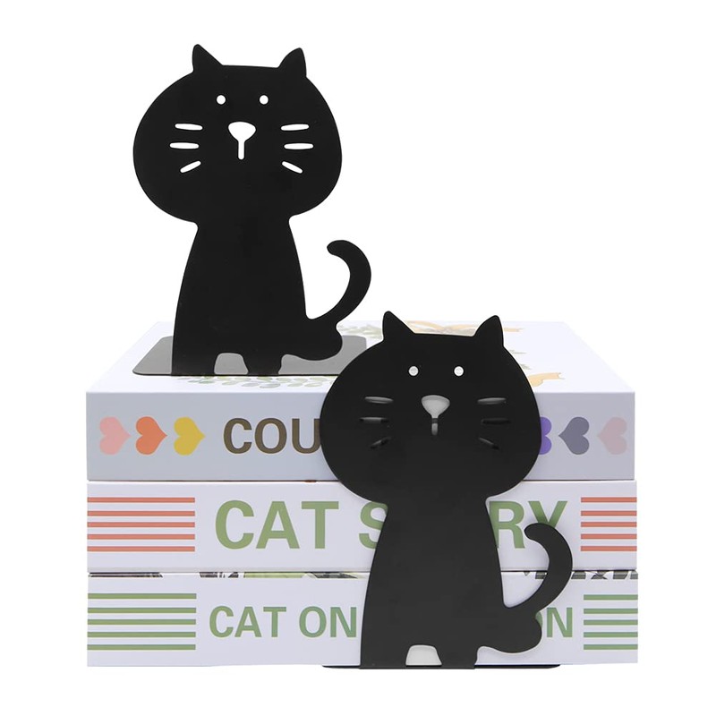 Cat Bookends, Cute and Thickening Metal, Sturdy Durable, Book Organizer