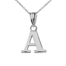 Claddagh Gold .925 Sterling Silver Dangling Initial Letter A Charm Pendant with Rolo Chain - 16"