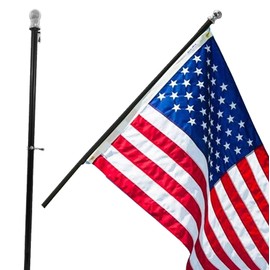 Grace Alley Flag Pole Tangle Free Spinning 6 Ft Flagpole - Wind Resistant and Rust Proof Black Aluminum for American Flags - Residential and Commercial Grade Durability for Home and Garden and Yard