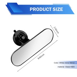 yorpyep Rearview Mirror, Enlarged and Widened Adjustable Angle Wide-angle Vision Mirror, Anti-glare HD Glass Multi-function Rear Seat Observation Parts with Suction Cup, for Most Cars (White)