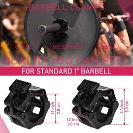 Pack of 2 Dumbbell Clasps, Quick Release Olympic Barbell Clamps Lock for Workout Weightlifting Training Quick Change Weight Plates Gym Accessories (25 mm)